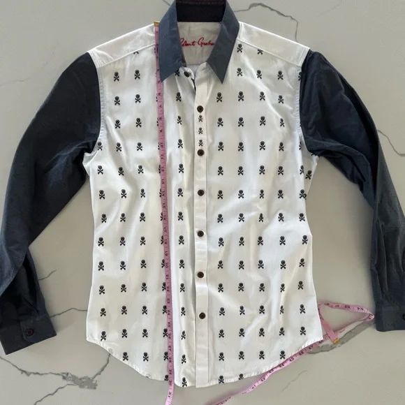 Robert Graham Skull & Crossbones SoCal Sport Shirt Tailored Slim Fit Medium - Picture 16 of 16